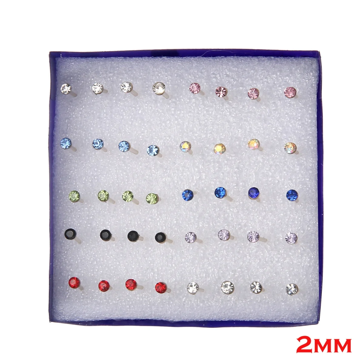 20 Pairs Multicolored Rhinestone Stud Earrings Set