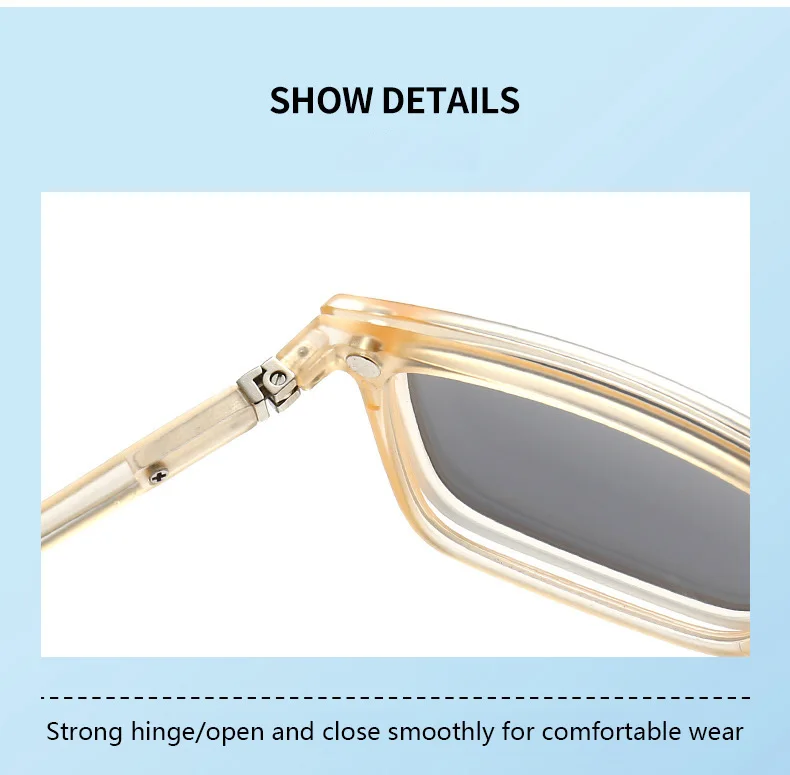 Transparente Damen-Sonnenbrille mit quadratischem Rahmen, 6-in-1-Brille mit magnetischem Clip, polarisierte Nachtsichtbrille für Herren – Detail 27