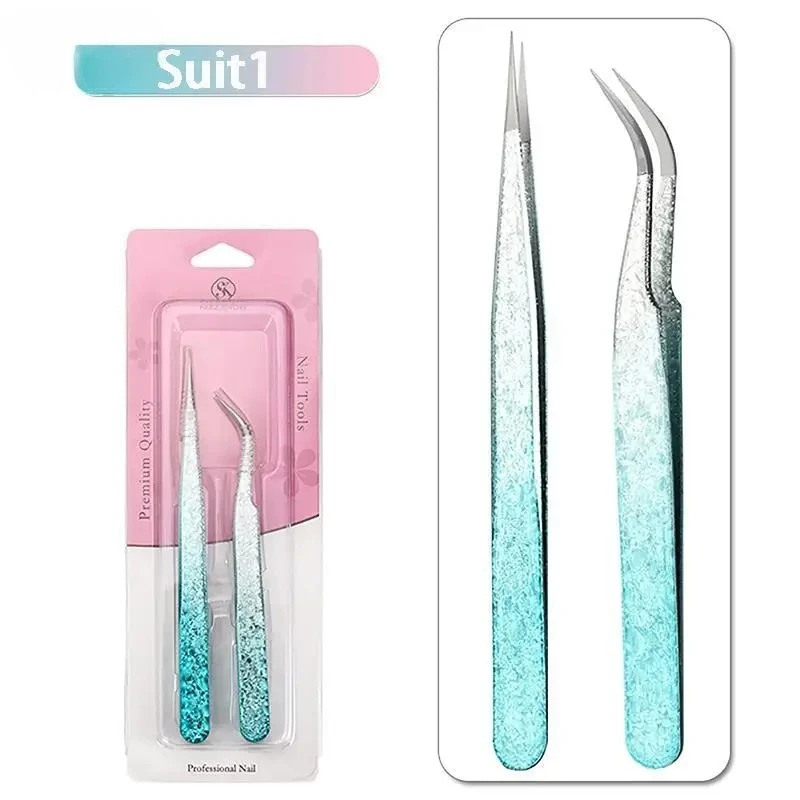 2 Stück Wimpernpinzetten Eisblumen-Design Antistatisch 3D Präzise Augenbrauen-Transplantation Falsche Wimpernverlängerung Zubehör Make-up Pinzetten-Werkzeuge