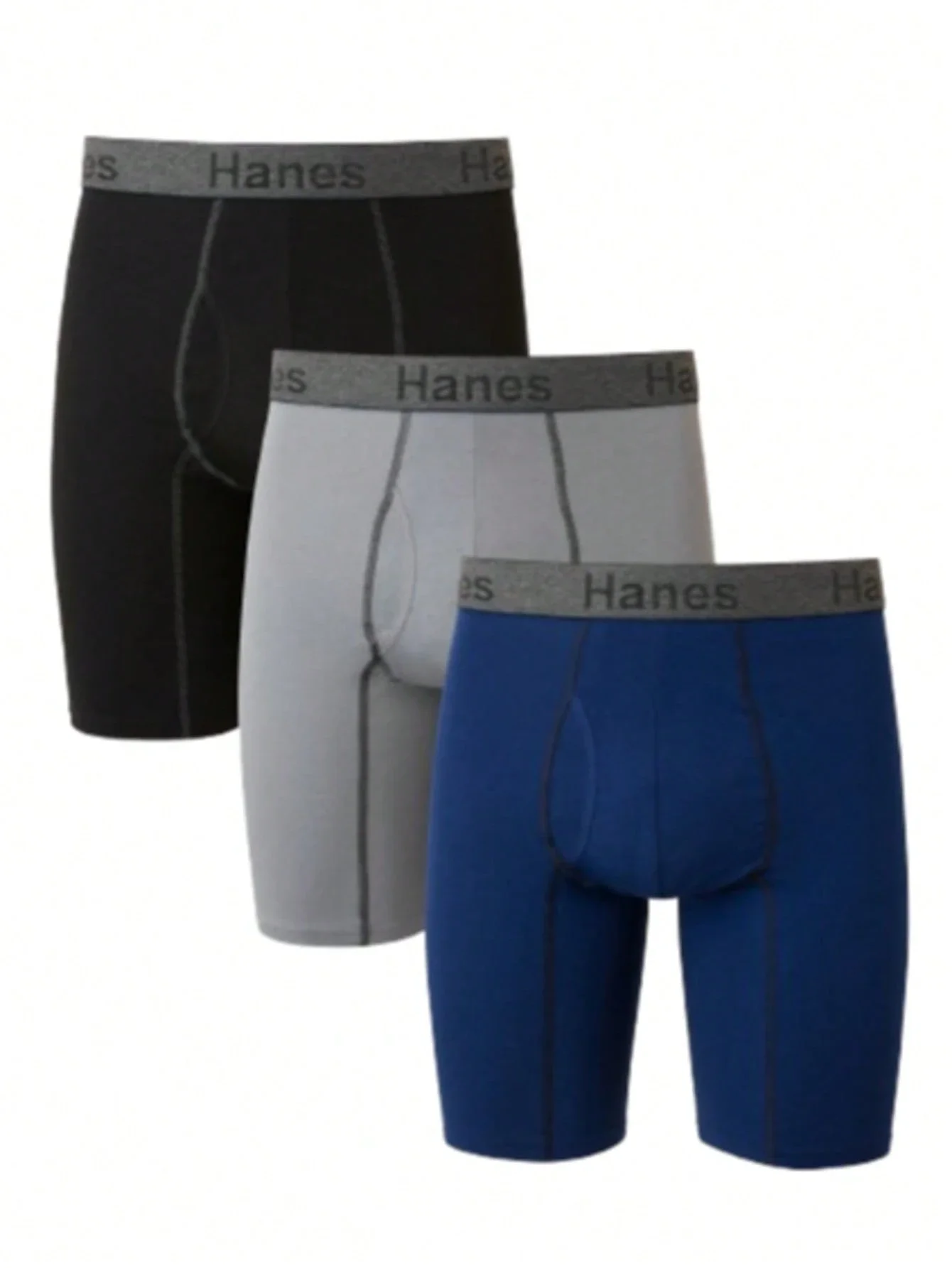 Mens Boxer Briefs 3 Pack Soft Cotton Stretch Long Leg