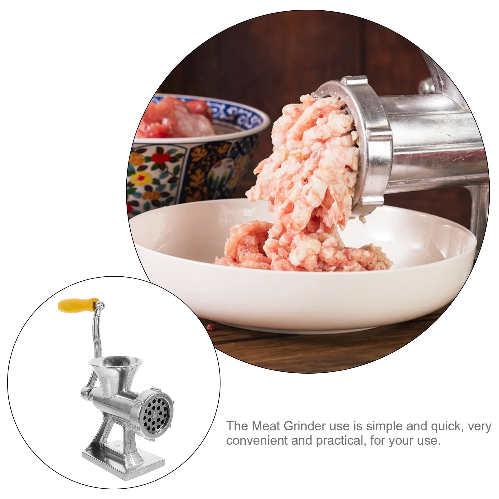 

Heavy-Duty Manual Meat Grinder Aluminum Alloy Sausage Stuffer Practical Hand Crank Portable Meat Mincer Meet Machine