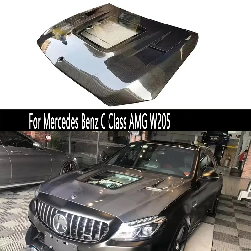 

Карбоновый капот для Mercedes-Benz C-Class AMG W205 C43 C63, крышка двигателя, обшивка потолка салона, обвес, 2014-2022