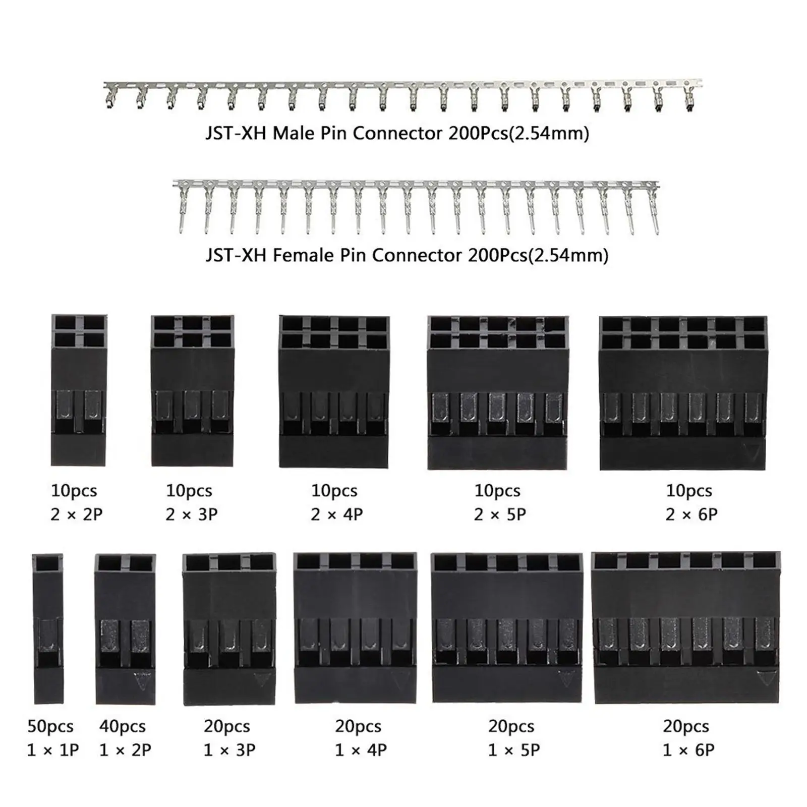 Dupont Connector Kit 620pcs 2.54mm Male Female Pins Terminals with Wire Crimp Housing Assortment for PCB Header Breadboard