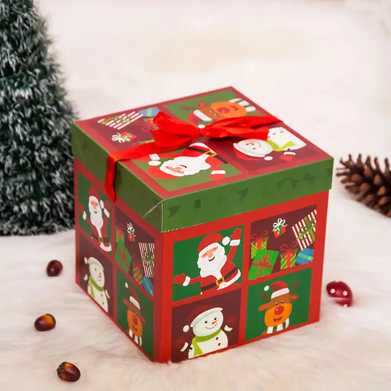 Christmas Paper Gift Box Bags Christmas Decorations for Household Candy Chocolate Bag New Year Supplies Children's Gifts