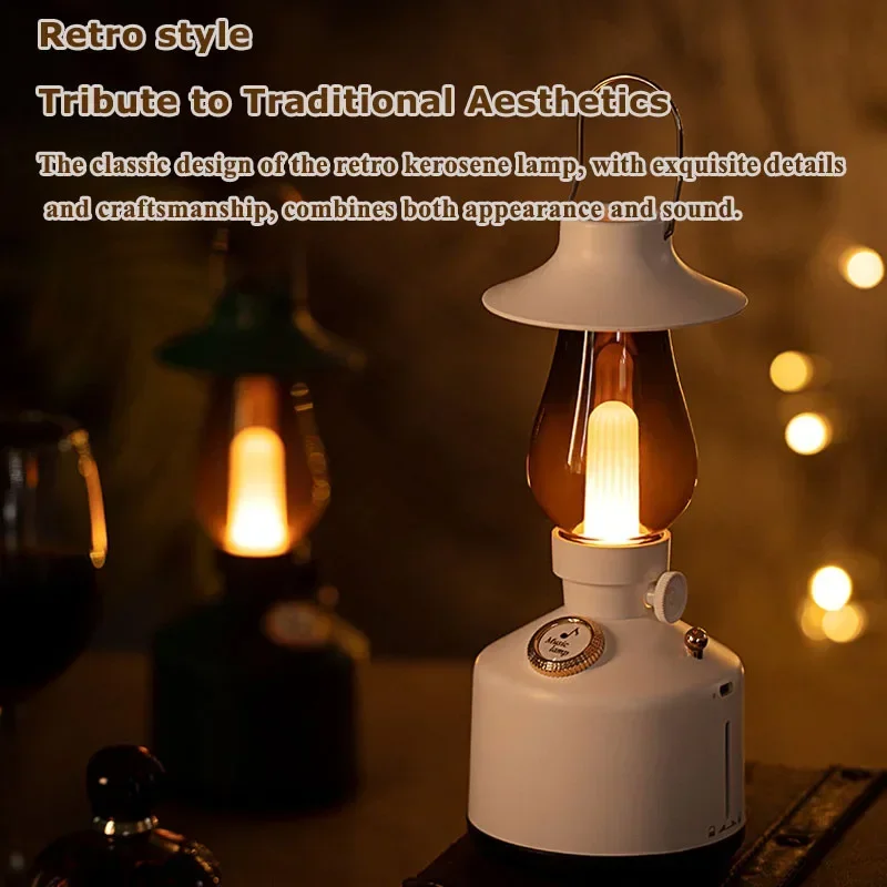 

Music Soundbox Classic Kerosene Lamp Design Hifi MP3 Music Player for Home Camping Retro Bluetooth Speaker Portable Wireless