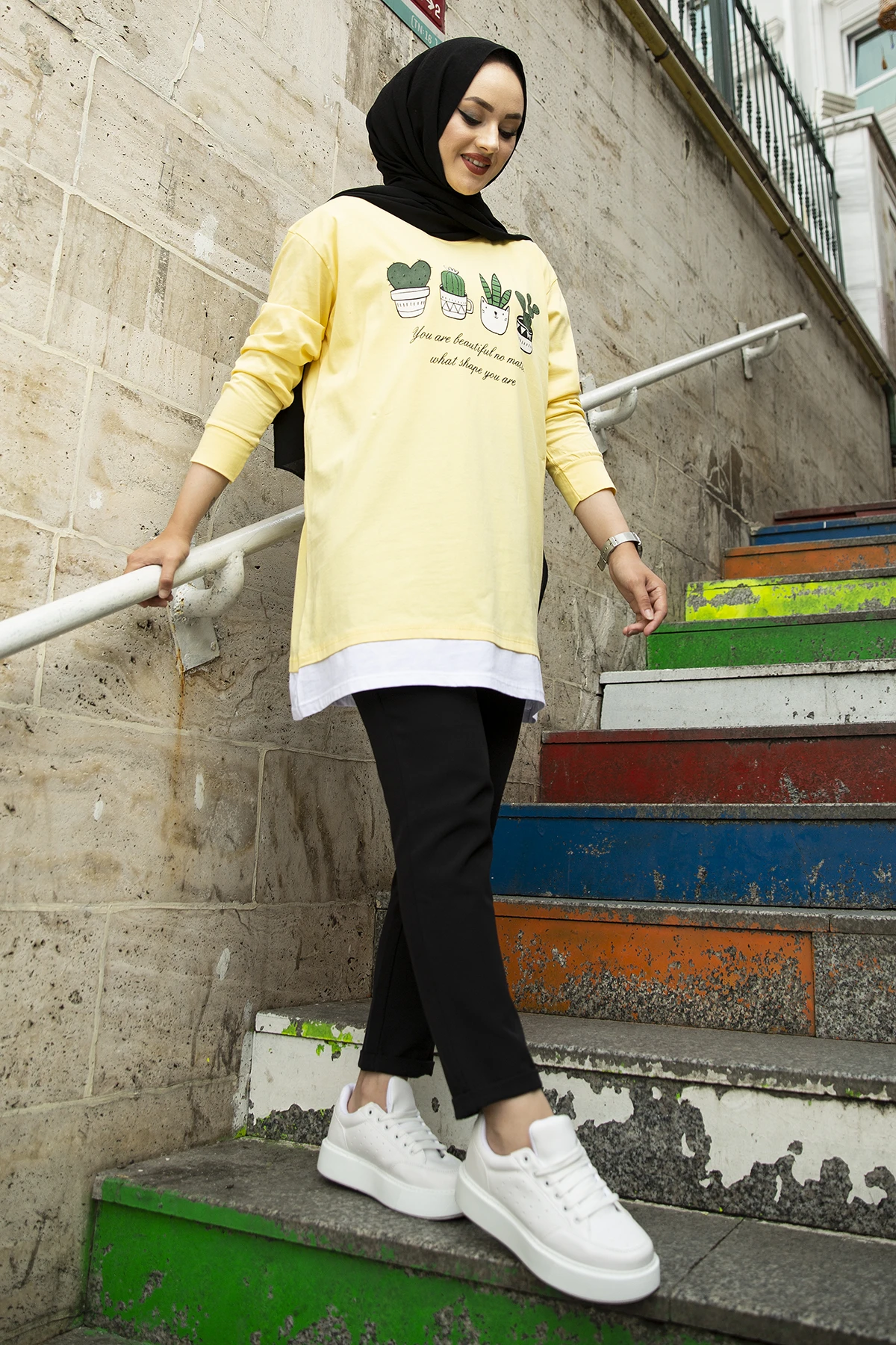 Printed Sweat Tunik NY Yellow