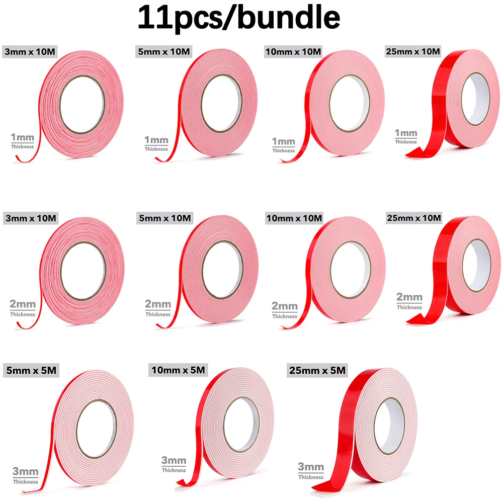 

Двусторонний скотч из пены толщиной 1 мм/2 мм/3 мм, 11 шт.