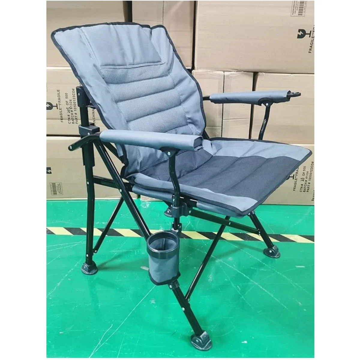 

Outdoor High Quality Reclining Camping Chair Folding Fishing Chair Beach Chair with cup holder & Adjustable Backrest