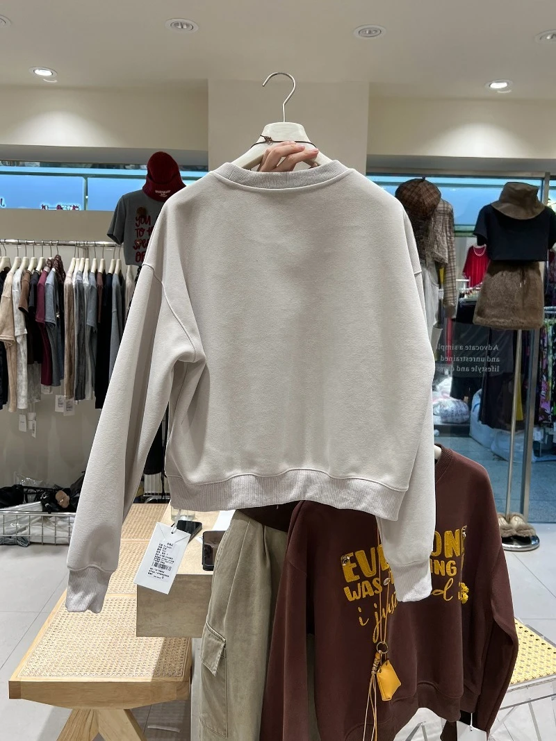 Unique Design Beautiful Age-Reducing Sweatshirt Beaded Embroidery Paired With Bag Loose Short Jacket Autumn Winter Hoodies Coat