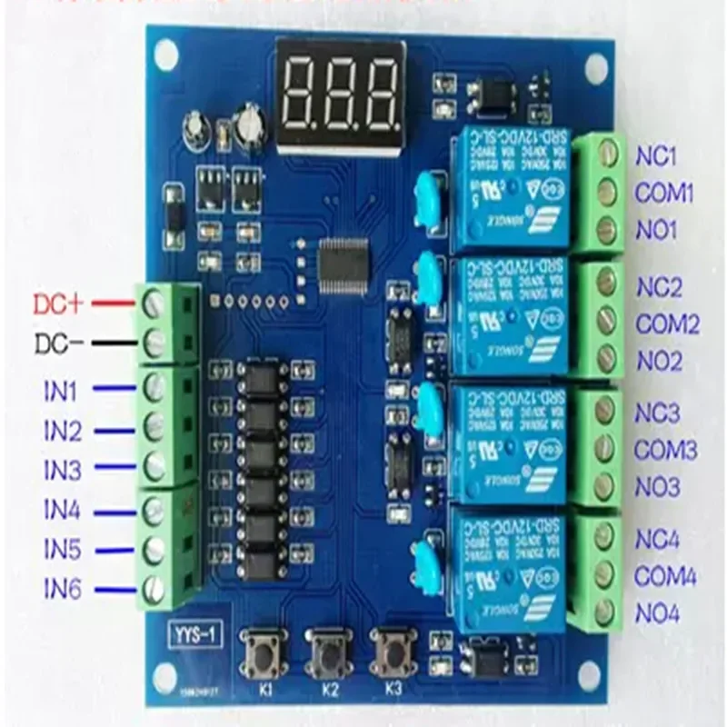 

Programmable Signal Trigger Delay Relay Module, Four Digital Control Circuit Board, 12V PLC