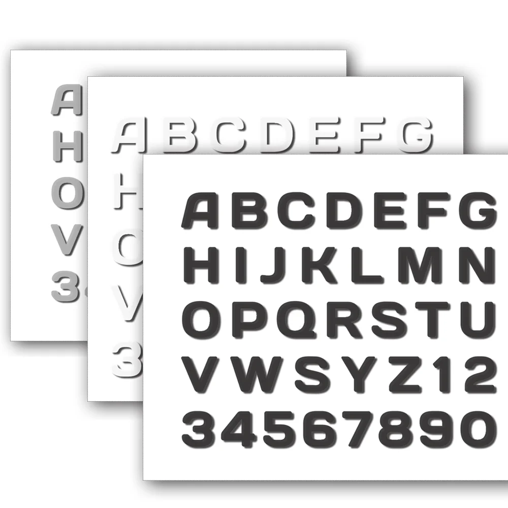 

2025 New Mini Numeric Alphabet Symbols 1cm 3D silicone film heat transfer label customization patch clothing patch hot iron