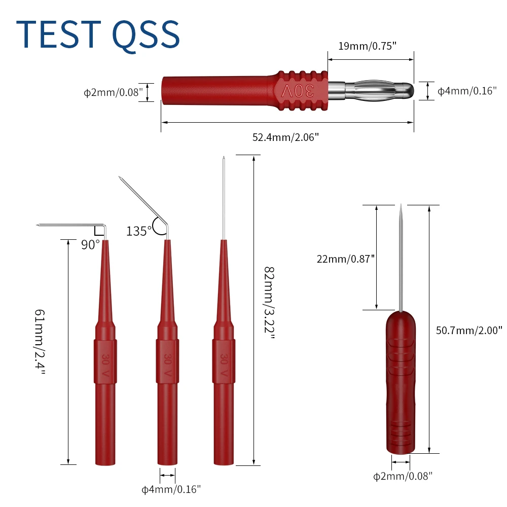 QSS 41Pcs Multimeter Test Lead Kit 4MM Banana Plug to Alligator Clip Test Lead  with Wire Piercing Probes Alligator clip Q.80013