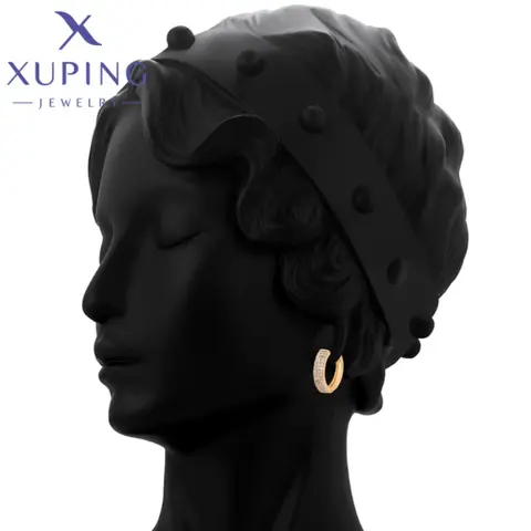 Xuping Jewelry Nya Moderiktiga Cirkulära Örhängen i Guldfärg för Kvinnor, Skolflickor, Gåva 14E2531006 6 best sales Xuping smycken i rostfritt stål - №5
