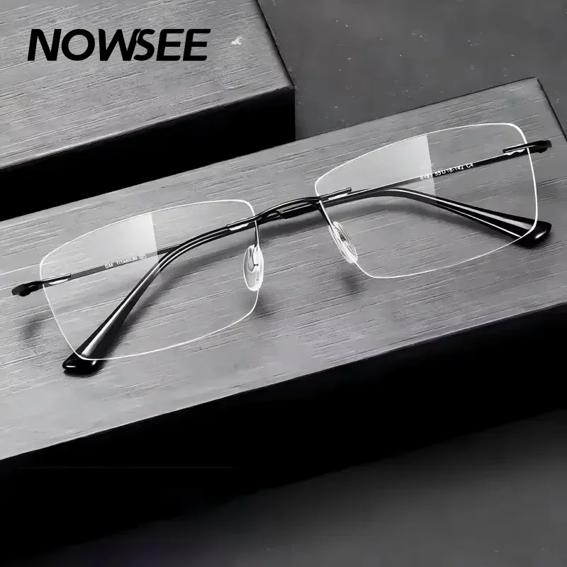 

High Quality Titanium Rimless Optical Frame Pliable Memory Bendable Rimless Glasses for Men and Women Classic Hot