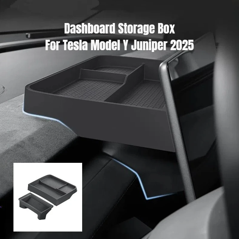

Двухслойный ящик для хранения на приборной панели для Tesla Model Y Juniper 2025 ETC, аксессуары для ящиков для хранения, многослойный органайзер, лоток для салфеток