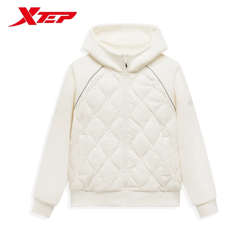 Xtep Down Jacket For Women 2024 Autumn Soft Coat Trendy Retro Warm Comfortable Tops 876328190143