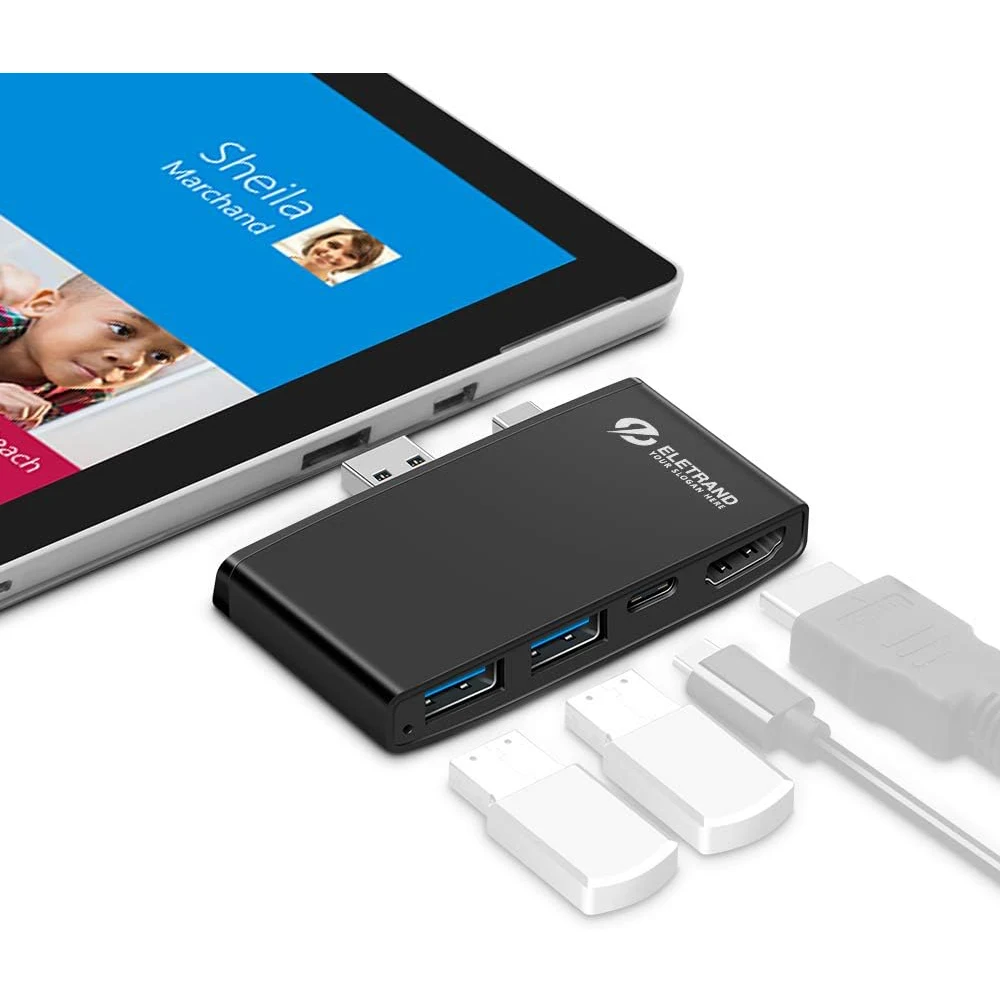 Adaptador Surface Pro 4K Hdmi Dock Display Port to Hdmi Expansion USB Hub Dual USB 3.0 Port Microsoft Surface Pro 5/Pro 6