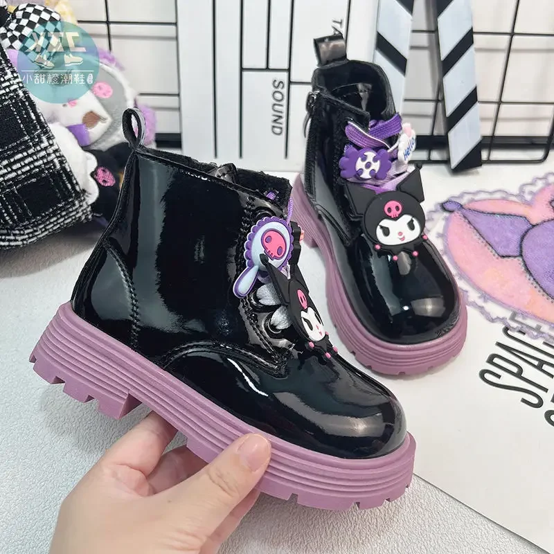 Girls Shoes Miniso Sanrio Kuromi Martin Boots Kawaii Anime Winter Waterproof Cotton Shoes Cartoon Cute Babys Shoes Kid Gift