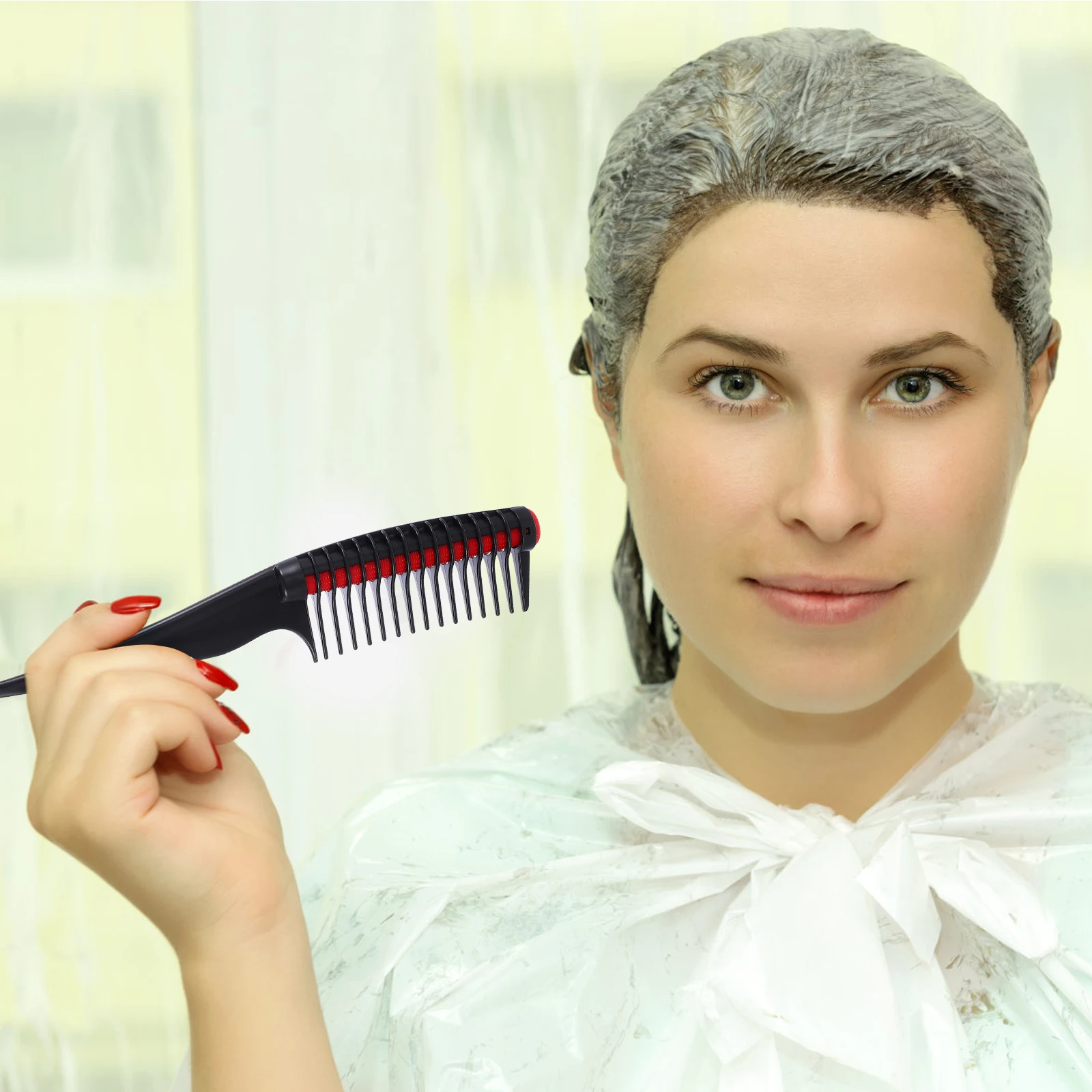 

Plastic Hair Comb Salon Coloring Combs Styling Hair Dye Comb Detachable Roller Easy Clean Massage Scalp Long Handle