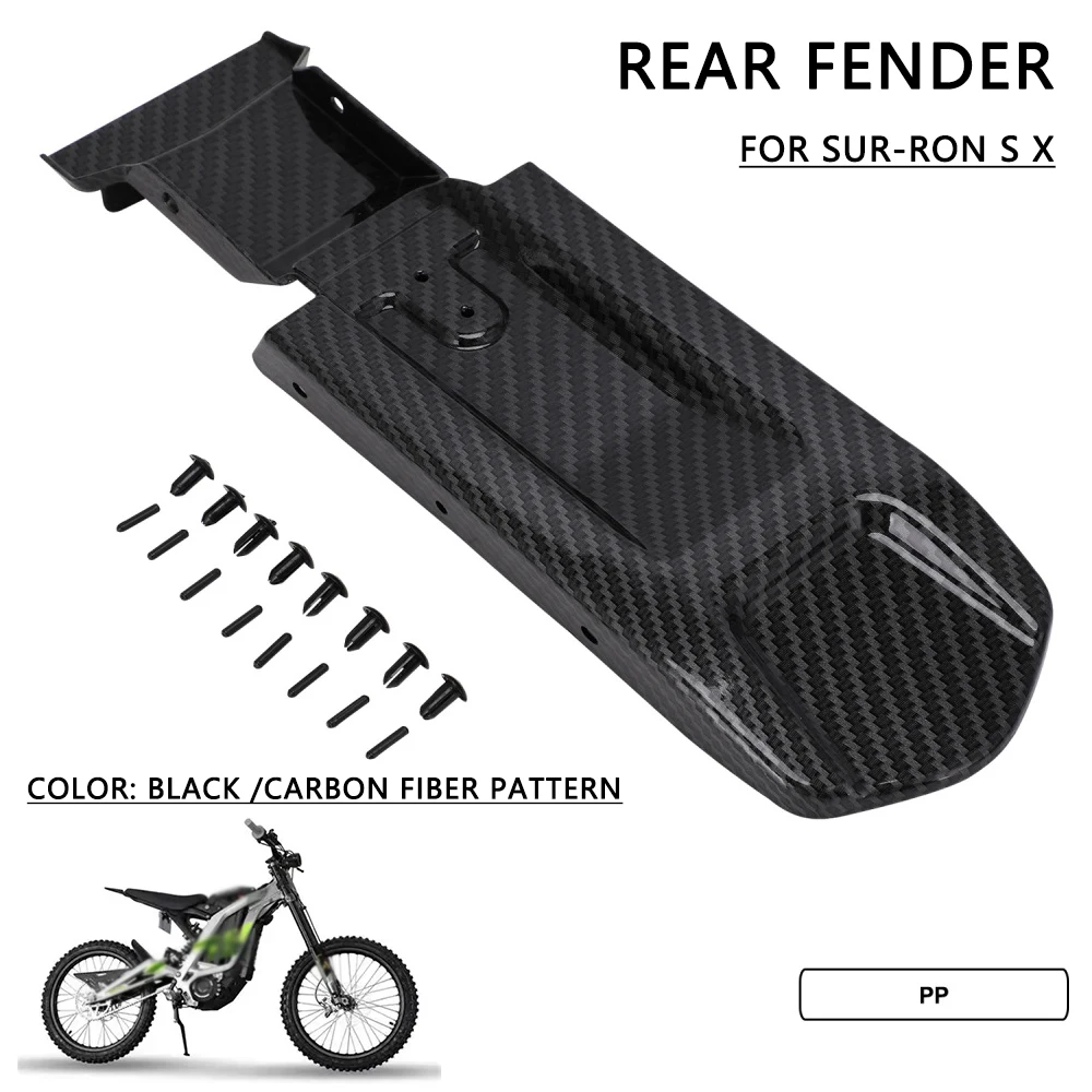 Guardabarros trasero para motocicleta, protector contra salpicaduras de rueda, patrón de fibra de carbono para Surron Light Bee S X, accesorios para bicicleta eléctrica