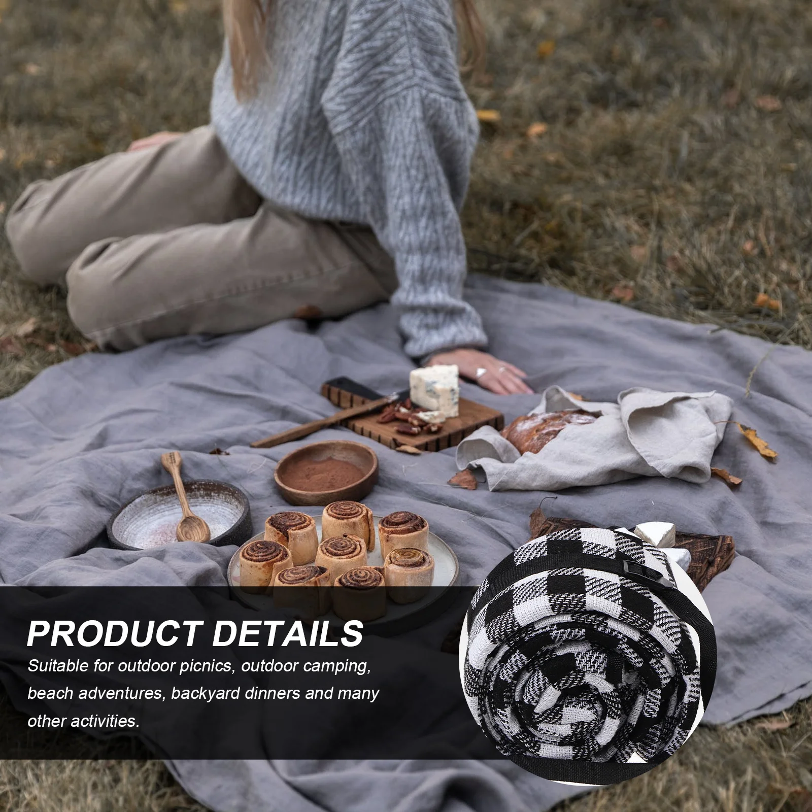 

1 pc Waterproof Moisture-Proof Picnic Thickened Foldable Outdoor Camping Mat With Carry Bag Retractable Belt For Beach Backyard