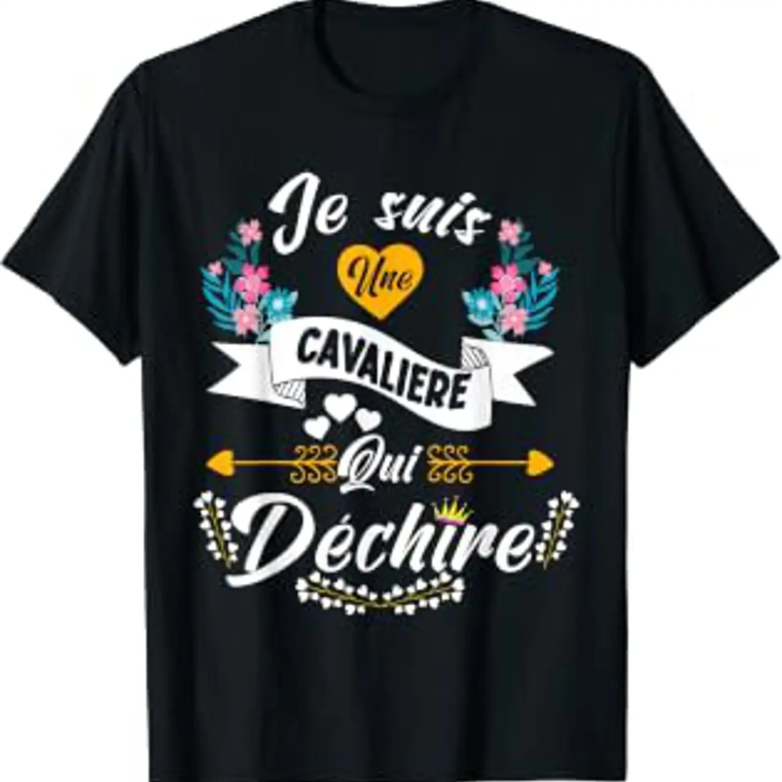 Je Suis Cavalière Qui Déchire Idea Woman Girl T Shirtn Horse Shirt Black S vintage Washed Unisex Slightly graphic streetwear