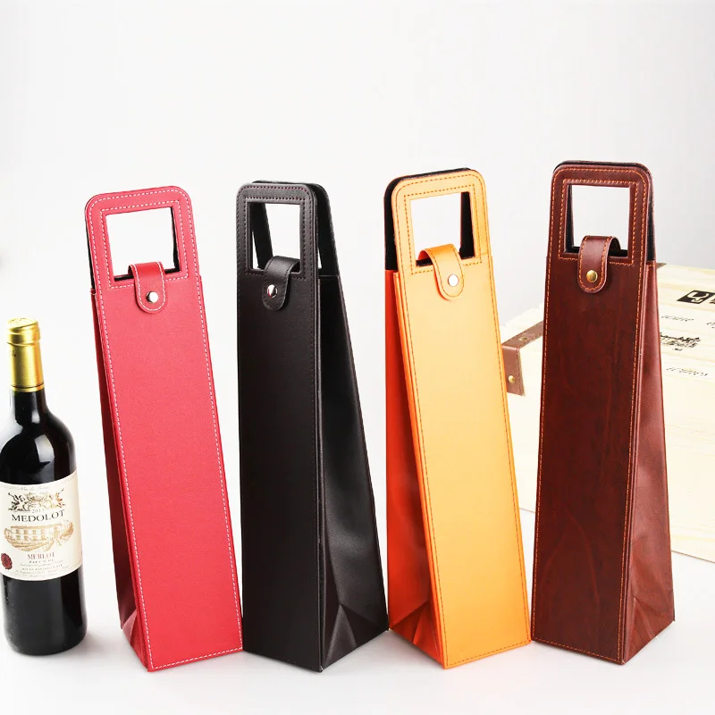 30Pcs/Lot Luxury Portable PU Leather Wine Bags Red Wine Bottle Packaging Case Gift Storage Boxes With Handle Bar Accessories