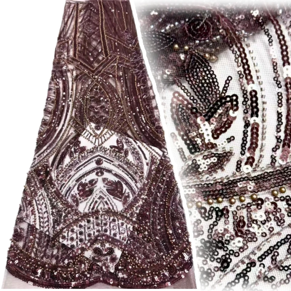 

Роскошная африканская кружевная ткань с блестками и вышивкой для жениха, высокое качество, французская нигерийская сетчатая кружевная ткань для свадебного платья TP1820