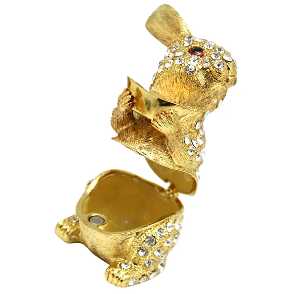 Rabbit Jewelry Earrings Container Metal Trinket Case Decorative Alloy Storage ganizer Valentine Gift Rabbit Ring Box Jewelry
