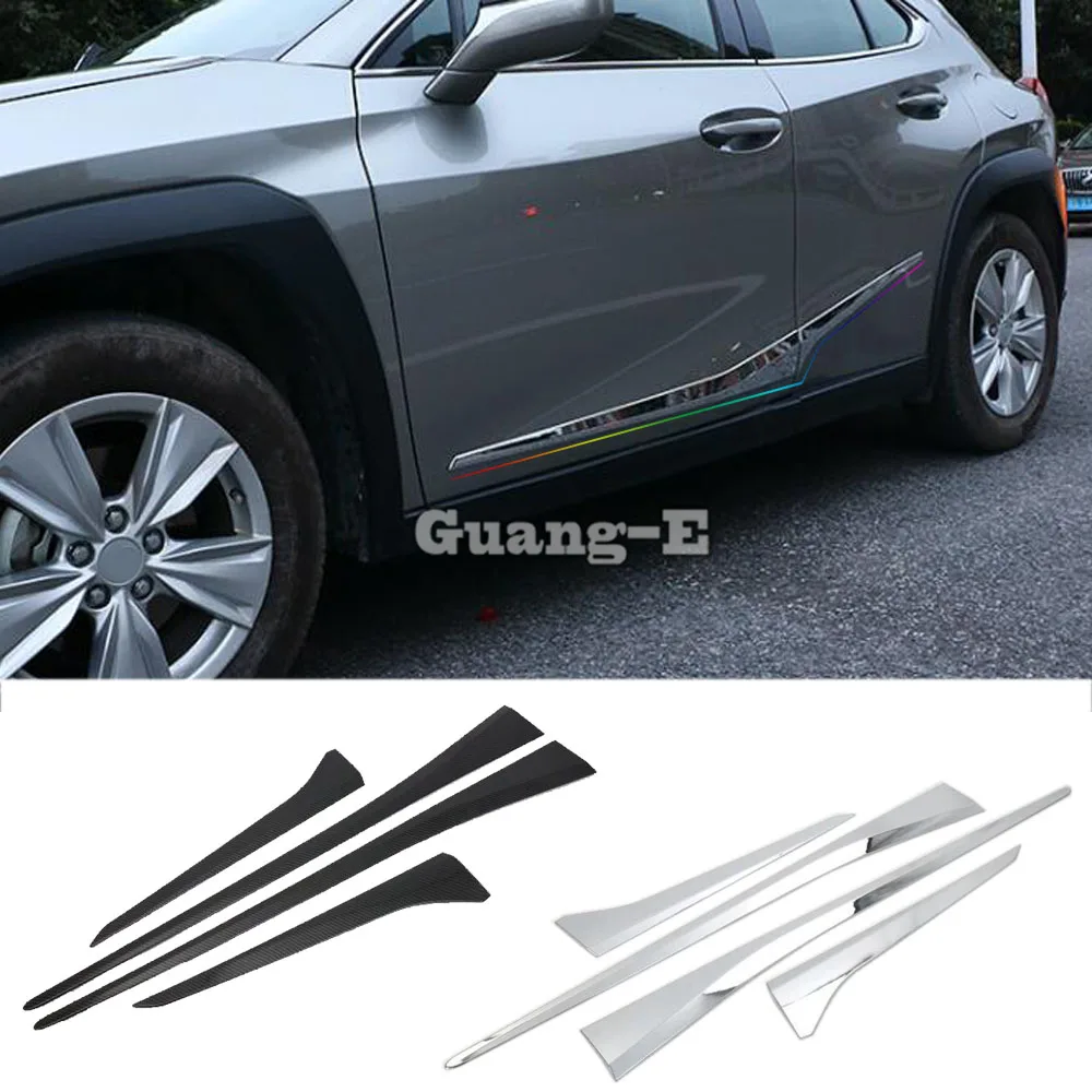 For Lexus UX 200H 250H 260H 2019 2020 2021 Car Side Body Door Trim ABS Chrome/Carbon Fiber Strip Molding Stream Panel Bumper