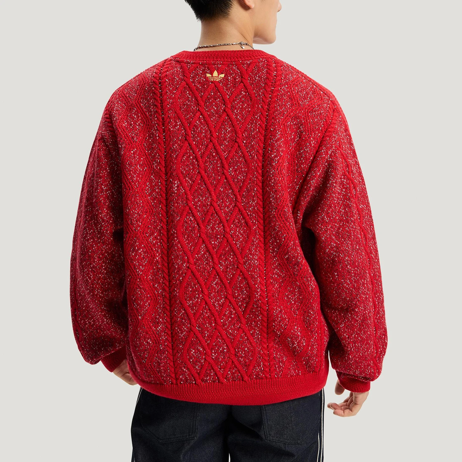 Adidas genuine clover men's and women's New Year's trendy knitted pullover KT0693