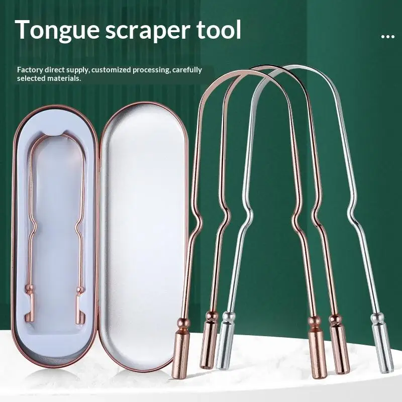 .Premium Tongue Scraper with Storage Case,Stainless Steel or Pure Copper for Deep Cleaning & Fresh Breath,Hygienic Oral Care Kit