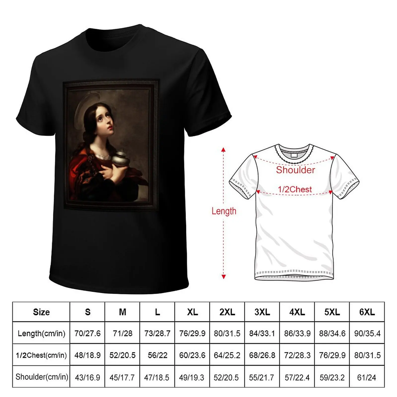 Mary Magdalene by Carlo Dolci Xzendor7 Old Masters Reproductions T-Shirt Basic Solid Tee for Daily Use