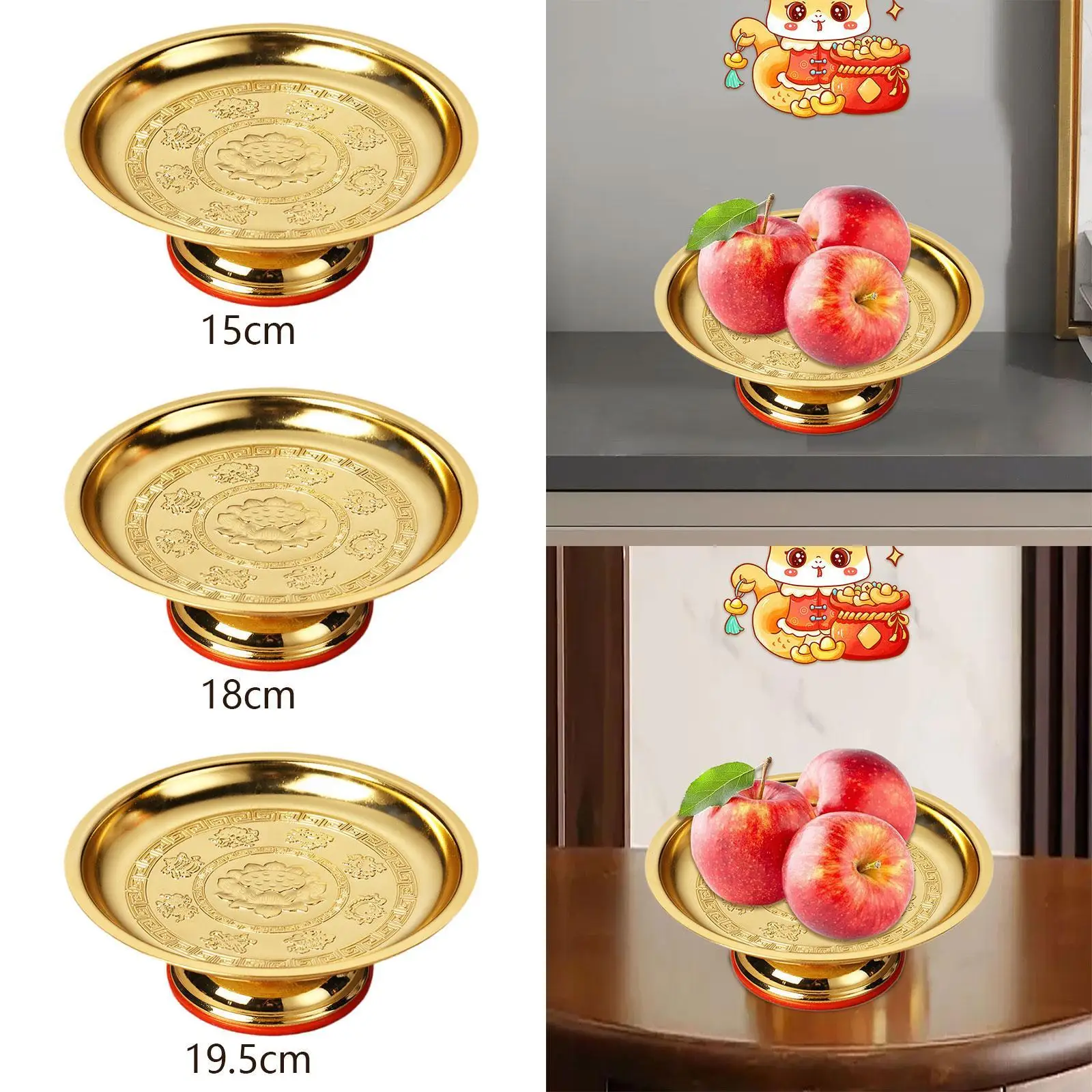 Footed Fruit Bowl Decorative Tray Worship Ornaments Buddha Offering Tray Offering Bowl for Worship Buddha Placing Fruit Temples