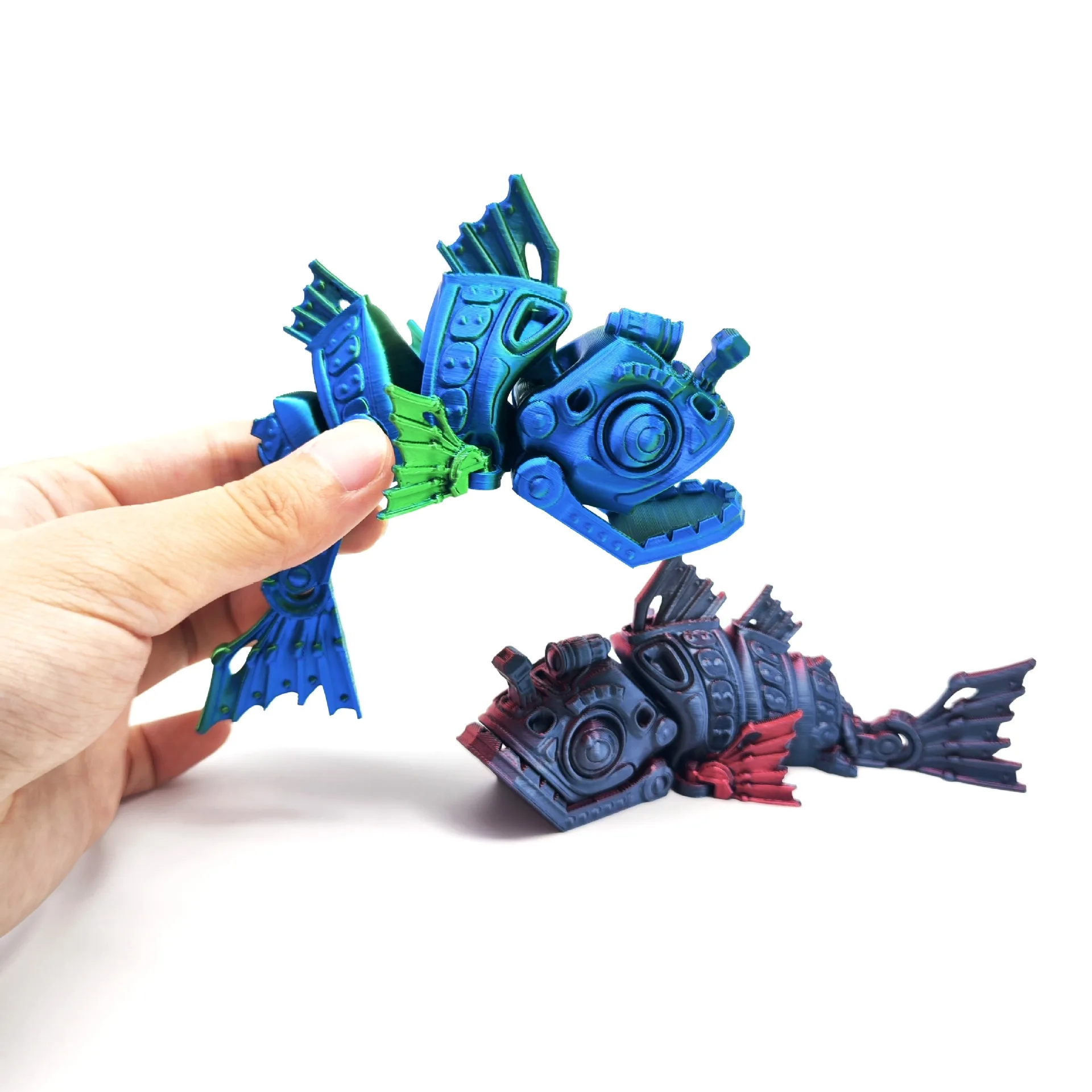 3D Printed Cybernetic Mecha Fish Movable Joint Stress Relief Mechanical Cartoon Gift For Home Decor