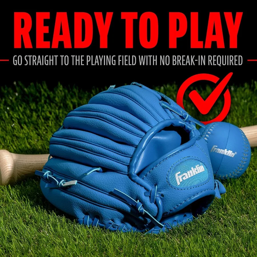 قفازات البيسبول - قفاز تيبول للشباب RTP + مجموعة كرات للأولاد والبنات من سن 3 إلى 8 إلى 9.5 بوصة تصميم ناعم الملمس للأطفال الصغار والمعرف #6