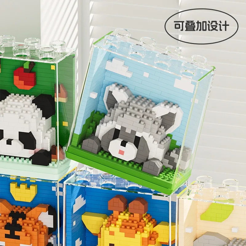 Animal Micro Building Blocks Zoo Red Panda Giraffe Koala Penguin Assembled Elephant Model Mini Brick Figure Toys For Kids Gifts