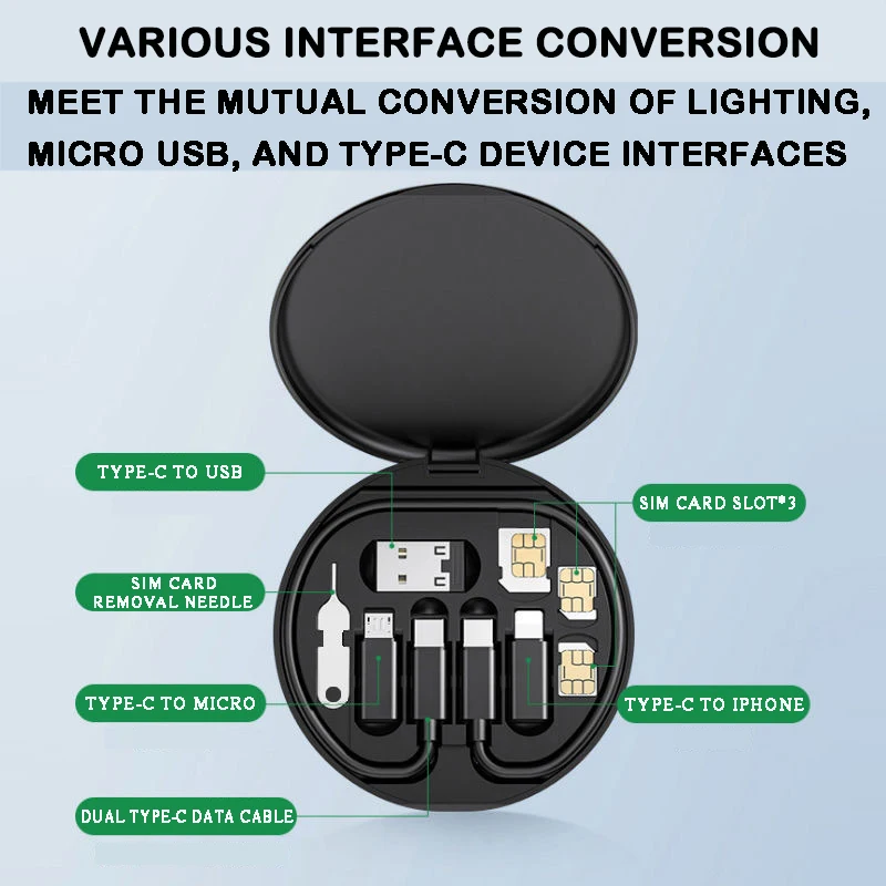 Popular  Portable Multifunctional Data Cable Digital Storage Box Data Cable Fast Charging Wire Mobile Phone Holder Storage