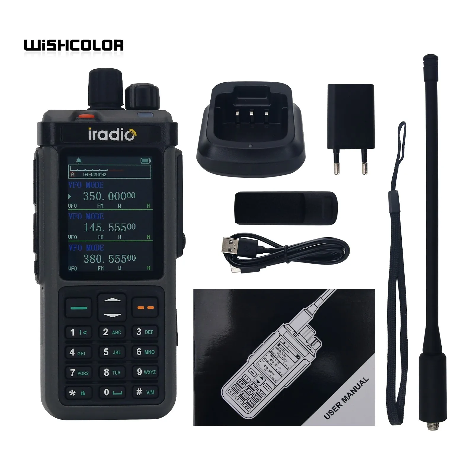 Wishcolor UV98Plus Standard Version 10W Portable 6-Bands Transceiving U/V Bands Walkie Talkie Type-C Charging