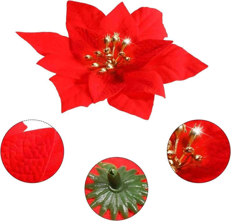 15 Stück künstliche Blumen, goldfarben, für Hochzeits-Scrapbooking, Handarbeiten, Heim- und Raumdekoration, Weihnachtsbaumgirlande, für den Außenbereich, DIY-Geschenk, Süßigkeitenbox. – Detail 6