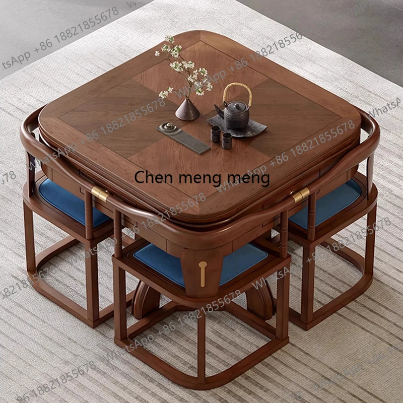 

Modern Solid Wood 2-in-1 Mahjong Table Dining Table Automatic Shuffling Smart Mahjong Game Table Creative Home Furniture