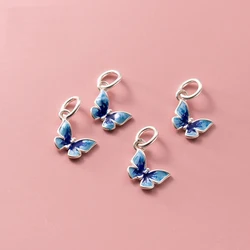 925 Silver Charms Butterfly Pendant Blue Charms DIY Pendant Necklace Accessries Jewelry Beautiful