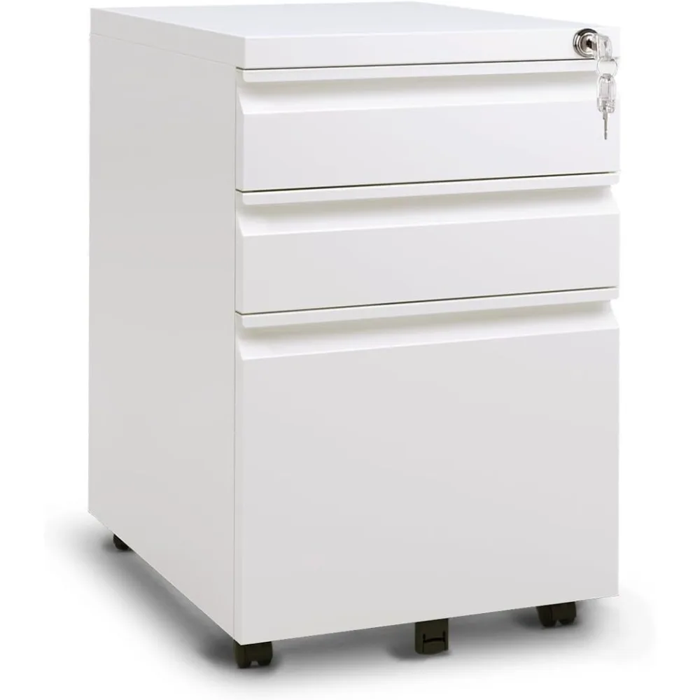 Filing Cabinets for Home Office, 3 Drawer File Cabinet with Lock, Under Desk Home Office Cabinet, Locking File Cabinet for A4/Le