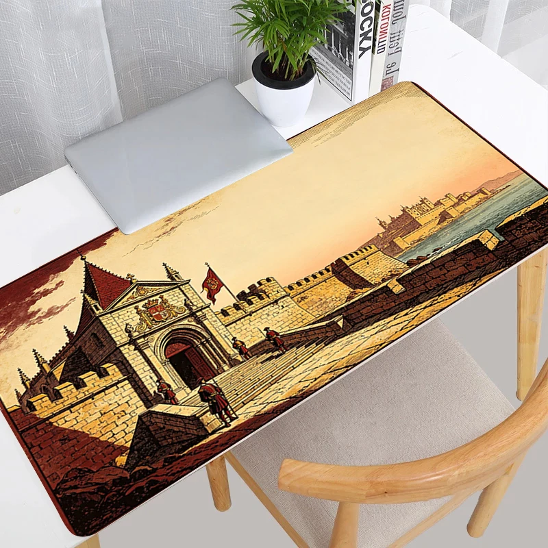 Mouse Pad E-sports Game Keyboard Pad Office Mouse Mat Vintage Spanish Age of Discovery Series Anti-slip Desk Mat Gaming Mousepad