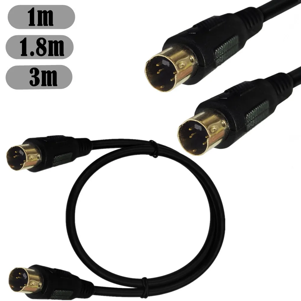 S-Video Cable Mini DIN 4 Pin Cable Male to Male Gold Plated Mini DIN 4 Pin Connector Compatible with DVD Playe 1M 1.8M 3M