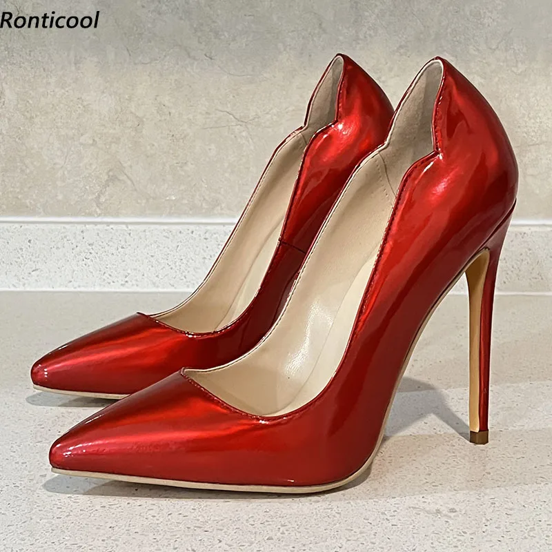 

Ronticool New Fashion Women Pumps Sexy Stiletto Heels Pointed Toe Gorgeous Burgundy Prom Shoes Women US Plus Size 5-15