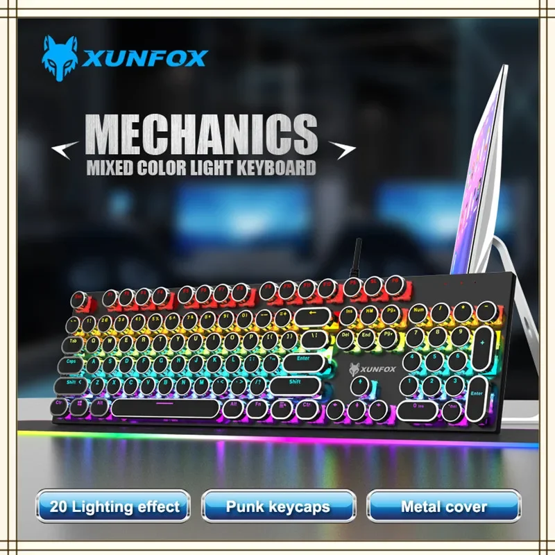 

2023 New K50 Wired Mechanical Keyboard Punk Esports Game Green Axis Luminous Desktop Computer Laptop Office Keyboard