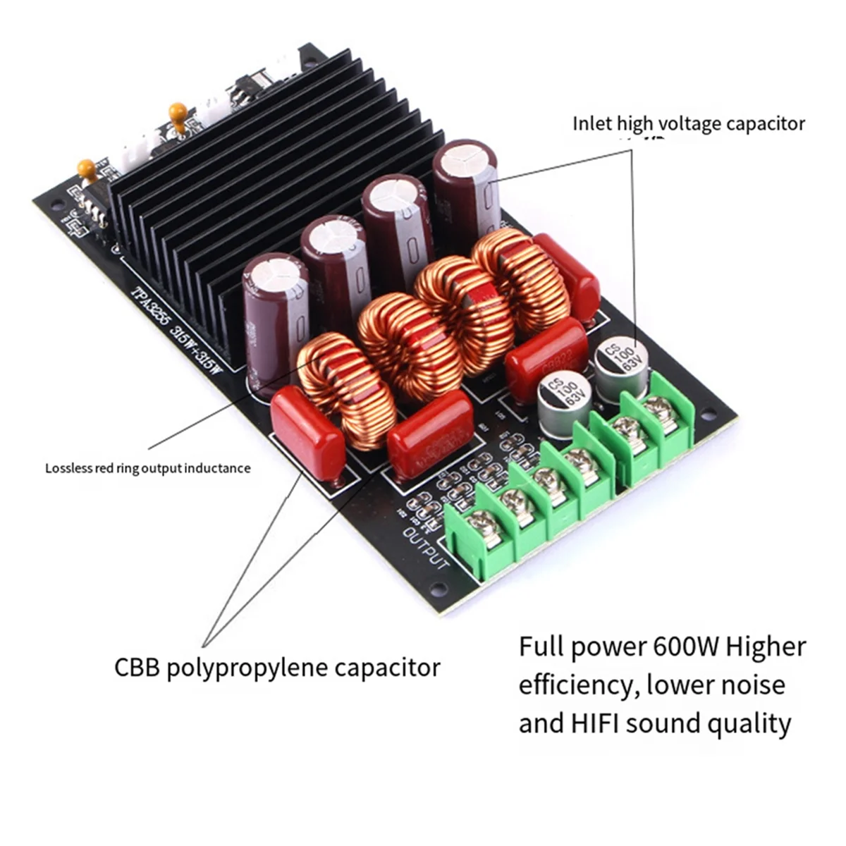 스테레오 HIFI 디지털 파워 앰프 보드, TPA3255 2x300W, 600W 클래스 D 오디오 사운드 앰프, 자동차 스피커 서브우퍼 가정용