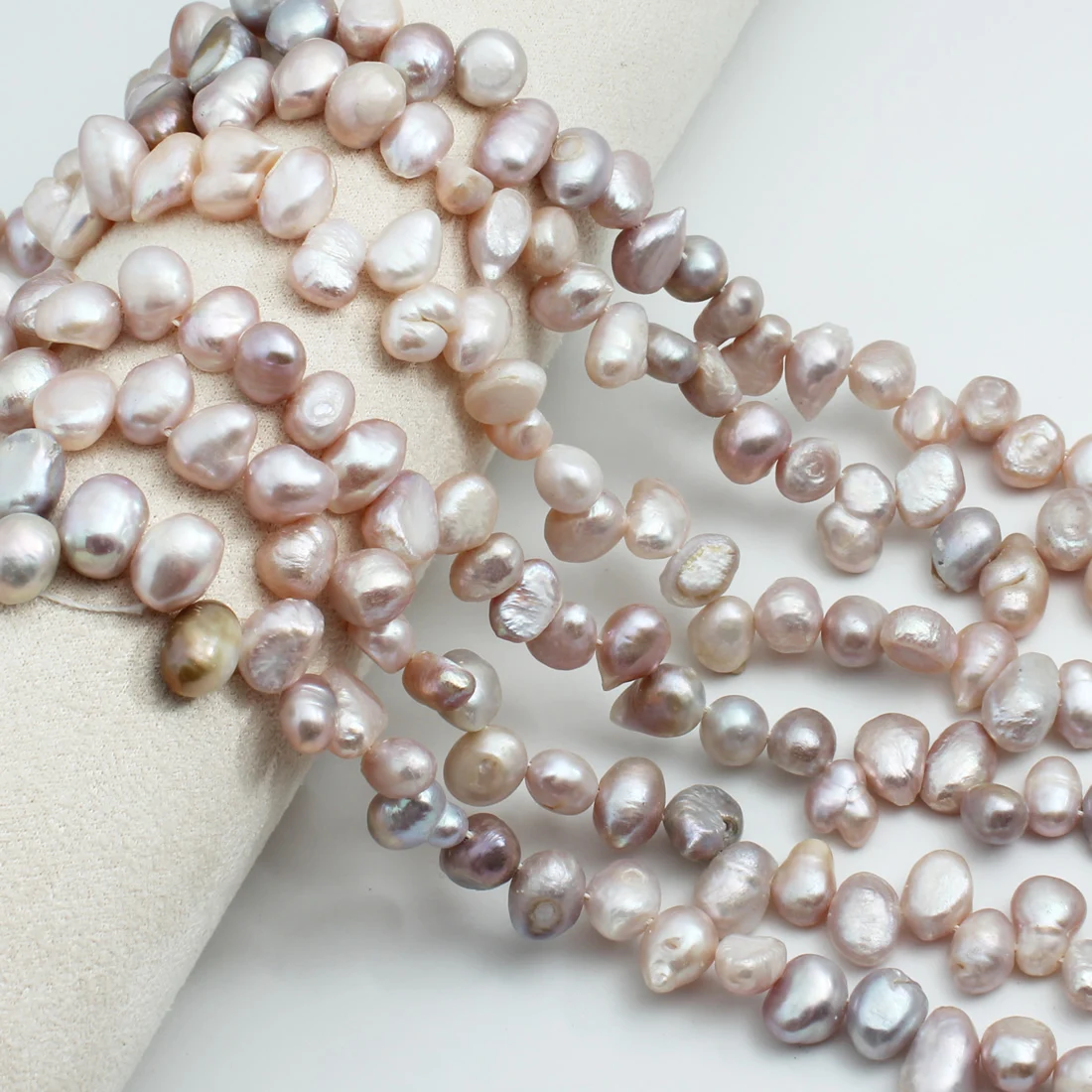 

Natural freshwater pearls 7-8mm offset hole two sided light irregular shaped jewelry DIY necklace bracelet