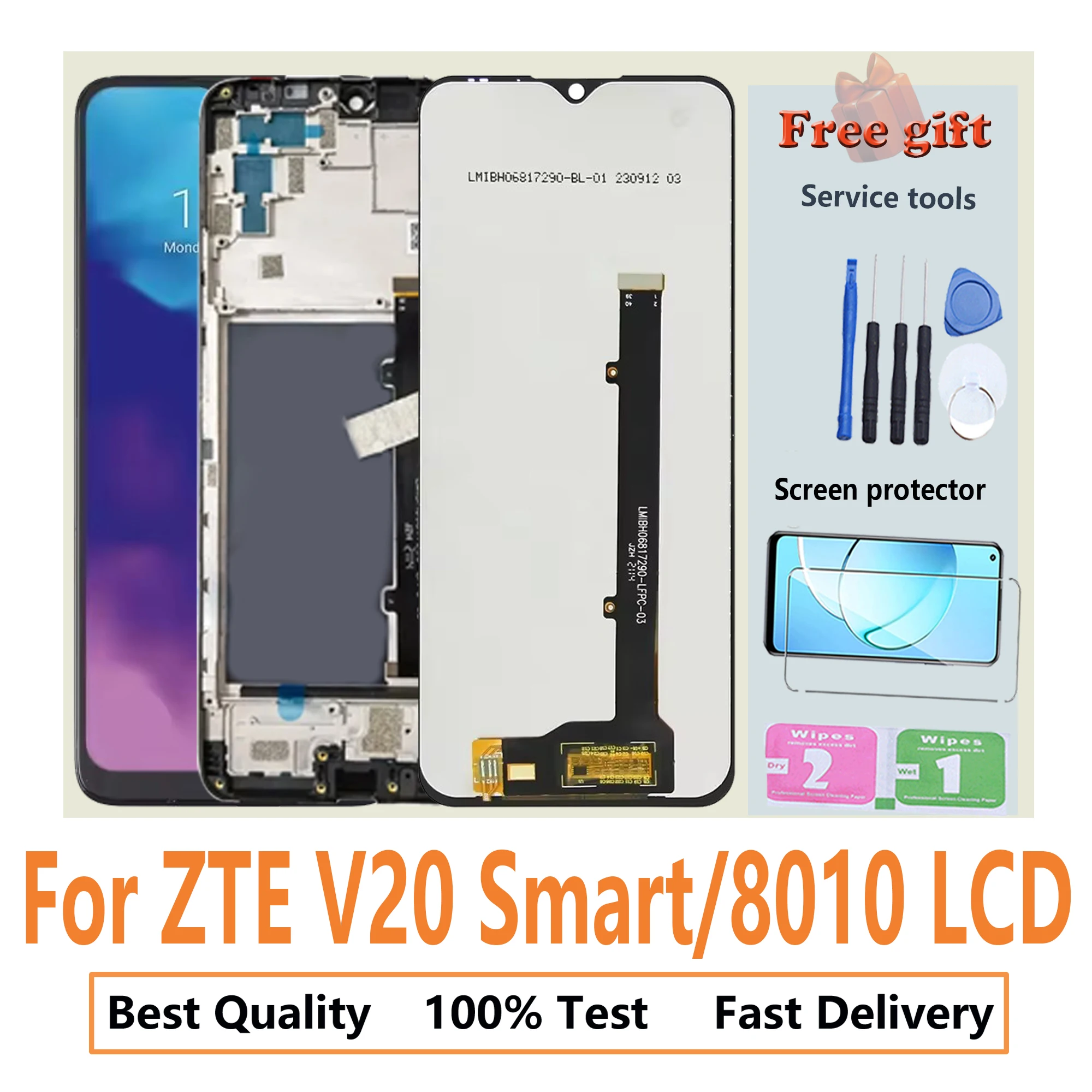 Pantalla для ZTE Blade V20 Smart V2020 Smart 8010 Global Full с рамкой, ЖК-дисплей, сенсорный экран, дигитайзер, запасные части